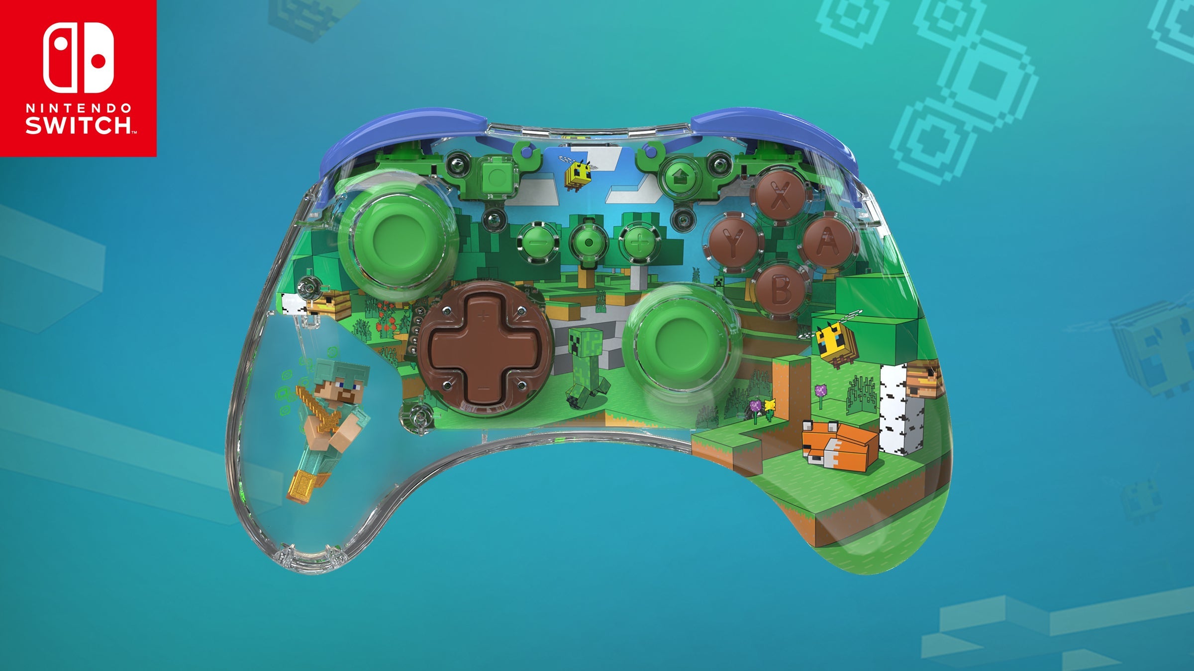 Turtle Beach - PDP REALMz Wireless Controller: Minecraft Forest Biome + Travel Case Plus Minecraft Forest Battle for Nintendo Switch Bundle - Image 2
